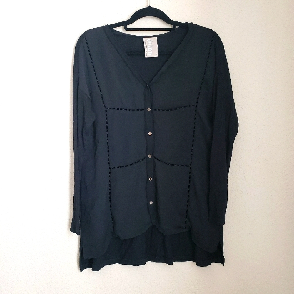 Dolan Women's Black Cardigan V-Neck Fit Size S Sheer Panel